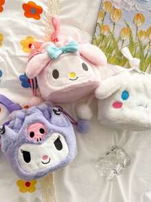 Sanrio 1 PC Sanrio Cinnamon Dog Kuromi Plush Drawstring Bag Bucket Bag Crossbody Bag Cartoon Bag Shoulder Bag