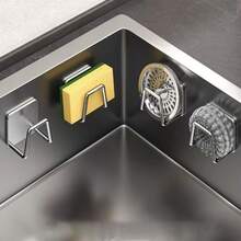 1/2/4pcs Stainless Steel Sponge Holder For Kitchen Sink,Scrub Holder For Kitchen Sink Sponge Holder Dish Scrubber Holder Kitchen Sponge Holder For Sink,Adhesive Sponge Hooks For Bedroom Bathroom Restroom