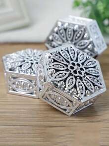 Hexagonal Plastic Jewelry Storage Box, Gold Plated European Style. Suitable For Storing Fashionable Jewelry For Parties, Weddings And Celebrations, Wedding Gift Box For Various Festivals, Birthdays And Party Decorations