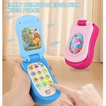 1pc Children's Music Toy Phone, Baby Flip Phone, Nursery Rhymes, Learning Songs, Early Education Gift For Toddler Boys & Girls (Pink/Blue/Purple), Suitable For Birthday, Christmas And 1-6 Years Old