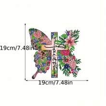 Kit de pictură cu diamant 2D plat, 1 buc., DIY, pentru adulți, pentru obiecte de birou, model cruce și fluture floral, potrivit pentru începători, decorativ pentru Halloween, Crăciun, cadouri de Ziua Îndrăgostiților, cadou ideal