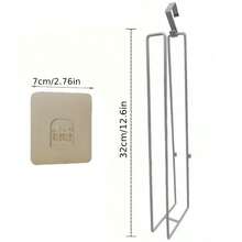 Soporte para papel higiénico sin taladro, estante de hierro para rollo de papel higiénico de baño, se adhiere a la puerta, soporte para toallas de cocina (plateado)