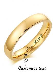1 件个性化不锈钢 18K 金情侣戒指，简约定制名字设计，适合情侣、情人节、周年纪念日、感恩节、圣诞节 - 金色 - 查看 5