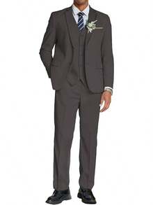 Men's 3 Piece Linen Suits Casual Lightweight Blazer Jackets Vest Pants Set For Wedding Business Promhalloween - Màu xám đen - Xem 1