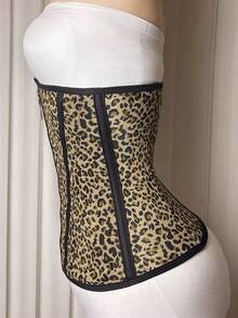 1pc Women's Fitness Training Dance Yoga Shapewear, Leopard Print Waist Belt, Shaping Bodysuit Waist Cincher Slim Waist Belt Mesh - Multicolor - View 3