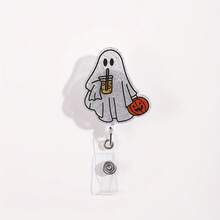 1pc Halloween "Cute Ghost Drink Can Cap" Acrylic Badge Halloween Accessories, Halloween Accessories