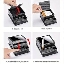 1pc New Design One-Button Automatic Pop-Up Cigarette Box - Black/Red Wood Grain/Carbon Fiber/Walnut Grain/Four Colors Available 40 Cigarettes Large Capacity - Modern And Simple Style ABS Material - Men's Cigarette Box Including Lighter Card Slot, Dad's Gift - This Portable Gift Box Is Very Suitable For Parties, Birthdays, Father's Day