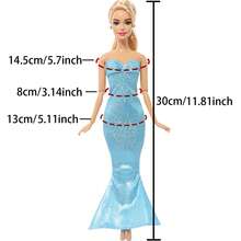 7件套娃娃公主裙时尚混搭款式（礼品袋包装）适合11.5英寸娃娃装扮，万圣节礼物、圣诞节礼物、生日礼物（不含娃娃）