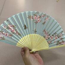 1pc Hanfu COS Sandalwood Bamboo Hollow Carved Fan, Multiple Floral Designs, Elegant Aesthetic, Suitable For Summer Travel And Photography