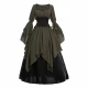 Double-layered Waist-cinching Dress, Military Green
