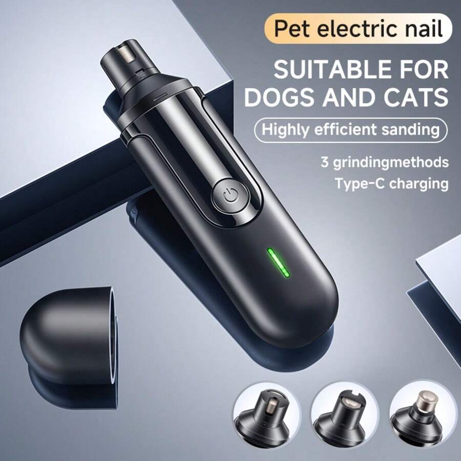 1 قطعة مبرد أظافر كهربائي للحيوانات الأليفة، مقص أظافر كهربائي للقطط والكلاب، أداة تجميل مبرد أظافر للحيوانات الأليفة، اكسسوارات للقطط والكلاب، قابل للشحن عبر USB، هادئ وقابل للحمل، عجلة طحن ماسية، تشغيل بلمسة واحدة، سهل التعامل مع مشاكل أظافر الحيوانات الأليفة، مناسب للقطط والكلاب الكبيرة والمتوسطة والصغيرة