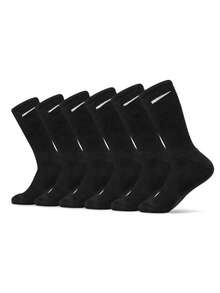 6/12 đôi tất thể thao chạy bộ cỡ lớn châu Âu màu đen trắng trơn, dài đến giữa bắp chân, làm từ chất liệu cotton, đa năng, thấm hút mồ hôi và thoáng khí. - Nhiều màu - Xem 10