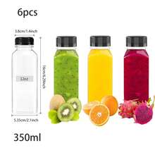 6pcs Reusable Plastic Juice Bottles, Transparent Large Capacity Beverage Containers With Black Lids, Suitable For Juice, Milkshake, Tea, Milk, Fruit & Vegetable Juice, Smoothie, Water And Other Drinks, Refrigeration Storage - Multicolor - View 23