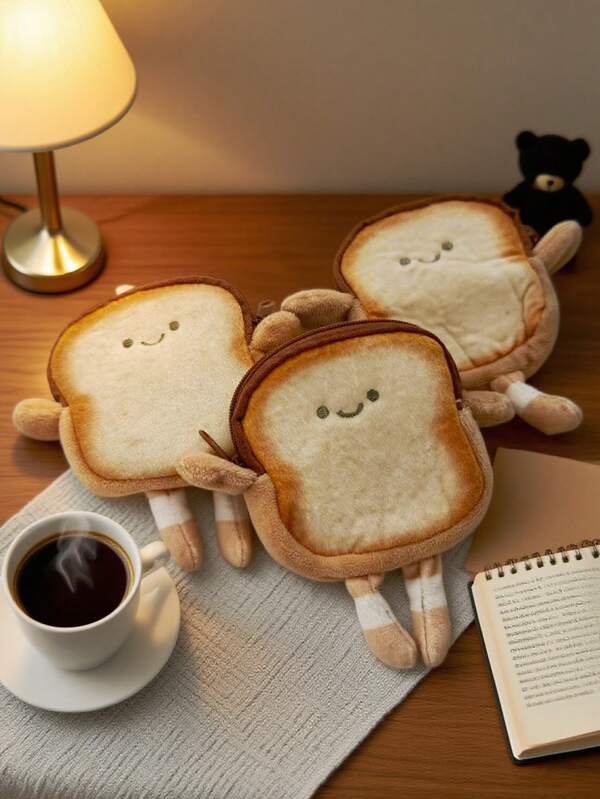 Cute Japanese-Style Toast Plush Trash Bag Holder, Creative Slice Bread Decor Pet Trash Bag Dispenser (Trash Bag Color Random) Cat Carrier