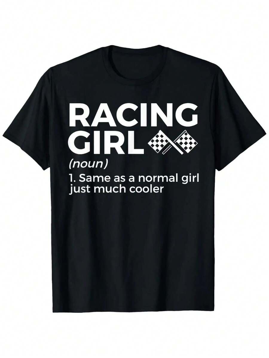 Definición de Chica de Carreras para Corredores Fiestas de Autos de Carreras Camisetas para Niños - Negro - Ver 1