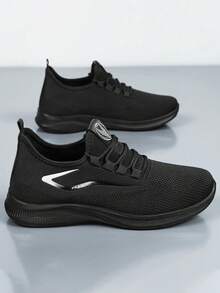 Women's Casual Sports Shoes, Mesh Slip-On Fitness Running Shoes, Comfortable Soft Non-Slip Walking Sneakers - 黑色 - 查看 1