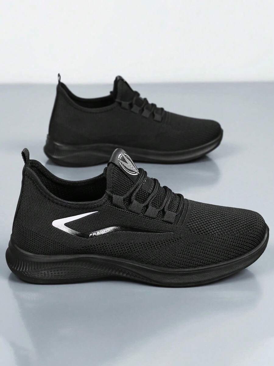 Women's Casual Sports Shoes, Mesh Slip-On Fitness Running Shoes, Comfortable Soft Non-Slip Walking Sneakers - 黑色 - 查看 1
