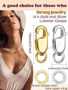 Stainless Steel Lobster Claw Clasp & Closed Jump Ring, 14K Gold Necklace Clasp & Jewelry Making Findings, Extender For Jewelry Bracelet - Multicolor - View 3