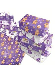 12PCS Purple Christmas Wrapping Paper - Snowman & Floral Design Festive Holiday Gift Wrap, Xmas Party Decorative Wrapping Sheets Christmas Christmas Decorations Christmas Pajamas Christmas Gifts Christmas Decor
