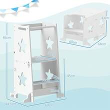 AIYAPLAY Toddler Step Stool, Standing Tower, 2 In 1 Toddler Step With Ty Rail, For Kitchen, Bathroom, Counter, White - White - View 5