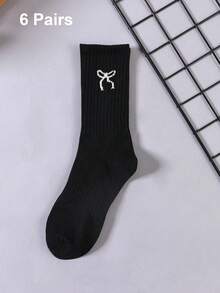 Bow Pattern Socks For Women White Black Running Hiking Dress Female Male School Work Hiking Funny On Dress Sock Winter Sock Four Season Valentine's Day - Multicolor - View 8