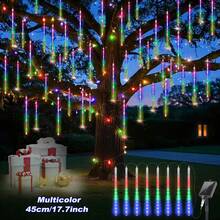 Solar Christmas Meteor Shower Lights, 8-Tube (30/45CM) White LED Solar Christmas String Lights (Outdoor Waterproof), For Tree/Patio/Garden/Wedding/Party Decor Home Decor Christmas Decorations Room Decor Winter