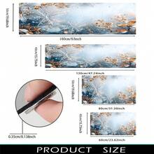 1 pieza Alfombra de gel de sílice con estampado de copos de nieve navideños, alfombra rectangular para sala de estar, dormitorio, pasillo, baño, lavandería - Poliéster, apta para decoración interior y exterior del hogar, se puede usar como regalo y decoración navideña