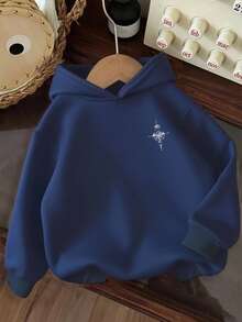 Tween Jungen Grafik-Muster Thermofutter Kapuzenpullover, warm & bequem für Herbst/Winter