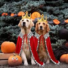 Disfraz de capa de rey de Halloween para perros, capa divertida y linda con corona ajustable para perros grandes y gatos, suministros para fiestas de Pascua, Navidad y disfraces