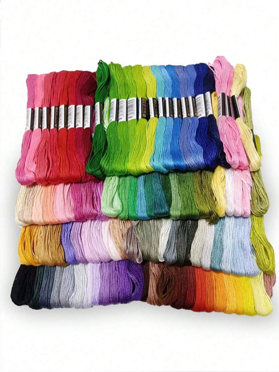 50pcs/100pcs 6-Ply 8m Embroidery Thread, 100 Colors Polyester Yarn, Random Color Cross Stitch Thread, Rainbow Sewing Thread, High Quality Embroidery Floss - Mixed Multi-Color Threads, Suitable For Cross Stitch, Sewing And Crafts - Sewing Accessories, Twist Tie Bag, Fit For DIY Embroidery, Sewing And Handmade