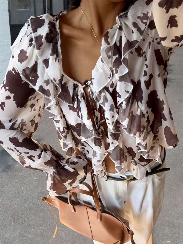 New Printed Comfortable Loose Long Sleeve Casual Shirt For Women