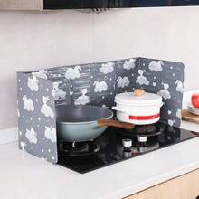 2 protectores contra salpicaduras plegables para estufa de gas, fabricados en papel de aluminio para paredes de cocina (gris).