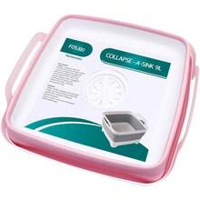 Dish Basin Collapsible With Drain Plug Carry Handles For 9 L Capacity, Collapsible Sink Tub, Dish Wash Basin, Portable Dish Tub, Foldable Dishpan For Camping Dish Washing Tub And RV Sink - Hồng - Xem 3