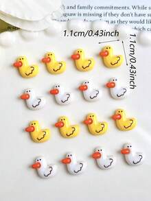20 Pieces (Random Colors) Cartoon Nail Art Diamond Ornaments 3D Little Duck Resin Animal Cute And Adorable DIY Nail Accessories