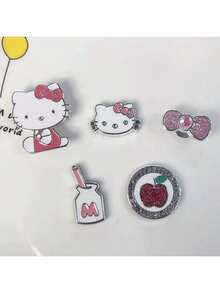 5/10 Peças Decoração de Orifício Resinada Eletrolítica Fofa da Hello Kitty da Sanrio, Decoração de Sapato Removível DIY Adequada para Chinelos, Sandálias, Calçados de Praia, Bolsas de Praia, Decoração Personalizada de Moda, Presente de Férias Perfeito