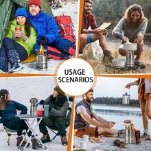 SNUOK Przenośny piecyk ze stali nierdzewnej do użytku na zewnątrz, dwuwarstwowy, promiennikowy piecyk ogniskowy, odłączany, sztaplowany palnik do plecaka piknikowego, kuchenka do gotowania, grill węglowy, domowy ogrzewacz kominkowy, dwukanałowe spalanie wtórne, kompatybilny z wieloma paliwami, artykuły na obiady rodzinne, artykuły na świąteczne przyjęcia