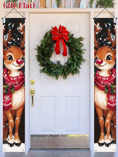 2 Stück/Set Weihnachtsdekoration Türsprüche, 2D flache Weihnachtsren Türbanner, Fröhliche Weihnachten Party Dekorations Banner, Weihnachten Willkommens Tür Vorhang, Weihnachten Eingangs Tür Dekorations Hängefahnen, Weihnachten Veranda Wand Dekorations Hintergrundstoff, Weihnachten Hof Garten Dekoration, 2026 Neujahr Dekoration, Heim Dekoration, Raum Dekoration, Weihnachten Hänge Dekorationen, Weihnachtsgeschenke, Party Geschenke