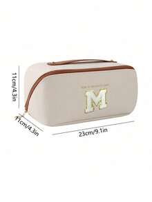 1pc High Quality PU Cosmetic Bag Travel Bag With Letters Cosmetic Storage Bag, Large Capacity Women's Handbag, Portable Travel Storage Bag, Multifunctional Waterproof Bag, Cosmetic Storage Bag, Travel Accessories, Travel Essentials, Cruise Essentials, Jewelry Storage, Lip Oil Storage, Nail Polish Storage, Valentine's Day Gifts, Bridesmaid Gifts, Birthday Gifts, Friends And Teacher Gifts, Holiday Gifts, Mother's Gifts, Women's Gifts
