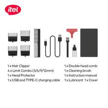 itel IHC-36 Classic 4-Blade Clipper,Wireless Type-C Rechargeable,Smart Digital Display,Premium Metal Design,2000mAh Long-Lasting Battery,Precision Cutting With Sharp Blades For Haircutting And Styling - Black - View 8