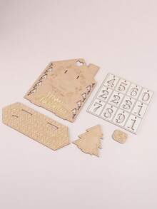 1 buc. Calendar de Advent de Crăciun cu model rafinat, model de coarne de Crăciun și ghirlandă, ornamente decorative de sărbători, meșteșuguri elegante din lemn, cadouri de Crăciun pentru prieteni și familie, decorațiuni interioare de Crăciun, decorațiuni pentru cameră, iarnă