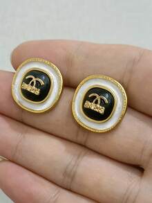 2 piezas Aretes con letra de rhinestone elegantes y de lujo, diseño personalizado, nueva colección 2025 - carta - Ver 13