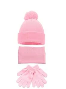 3件套针织帽+手套+围巾，A-Z字母针织帽配黑色手套，女婴帽，儿童针织帽，婴儿配饰，童帽，弹性幼儿男女童帽，1-3岁 - 彩色 - 查看 5