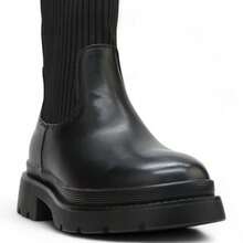 Giày bốt dệt kim co giãn đường may đơn giản và thời trang - màu đen - Xem 4