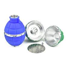 12厘米手榴弹造型阿拉伯水烟碗套装。采用耐用硅胶和铝合金制成。实用水烟配件，轻松拉动，顺畅吸入，大口径，更适合万圣节、圣诞节和生日礼物。 - 彩色 - 查看 6