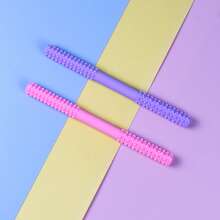 2pcs Pink And Purple Baby Teething Toys, Silicone Teether For Infant