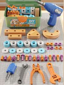 Boys' DIY Assembly Engineering Toy Set, Including 124/126 Pieces Of Electric Screwdrivers, Screws, Boards, Wheels And Tools, Perfect For Children Aged 3-8. STEM Learning Toys