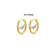 Pendientes de aro de acero inoxidable de moda unisex - Plateado - Ver 31