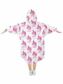 1pc High Permeability Printed Thickened Flannel Single Layer Hooded Sweatshirt, Video Game Controller & Space Pattern Wearable Blanket, Warm And Windproof Fleece Robe For Boys, Autumn/Winter - Multicolor - View 12