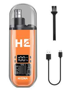 HIENA 4 件套理发套装，2 件金色专业无线理发机 - 网状剃须刀，360 度无死角鼻毛清洁器，带 LED 显示屏，USB 快速充电，多种配件，适用于沙龙、家庭和送礼 - 金色 - 查看 14