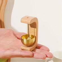 1 Piece Elegant Japanese Wooden Wind Chime - Wireless Brass Doorbell With Magnetic Mount, Easy Installation For Home And Commercial, Door And Wall Decorative Hanging Chime Also Comes With Adhesive Stickers - 金色 - 查看 2